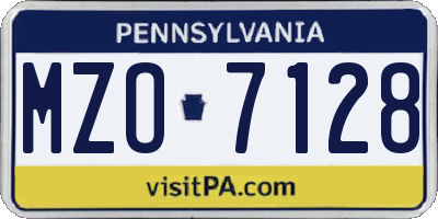 PA license plate MZO7128