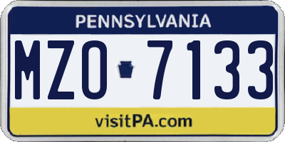 PA license plate MZO7133