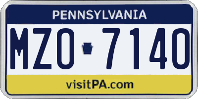 PA license plate MZO7140