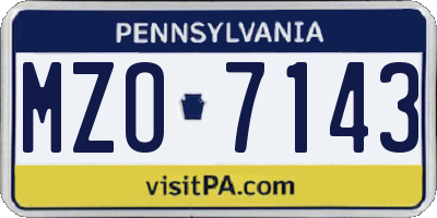 PA license plate MZO7143