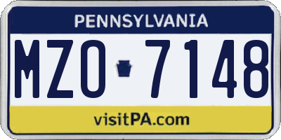 PA license plate MZO7148