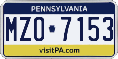 PA license plate MZO7153