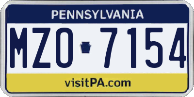 PA license plate MZO7154
