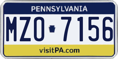 PA license plate MZO7156