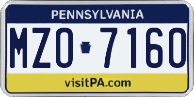 PA license plate MZO7160