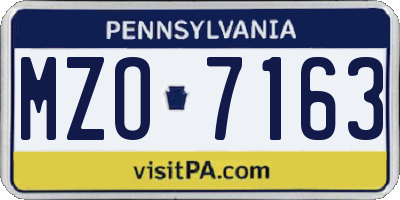 PA license plate MZO7163