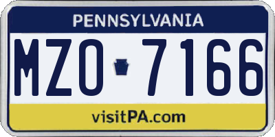 PA license plate MZO7166