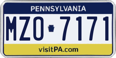 PA license plate MZO7171