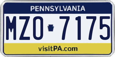 PA license plate MZO7175