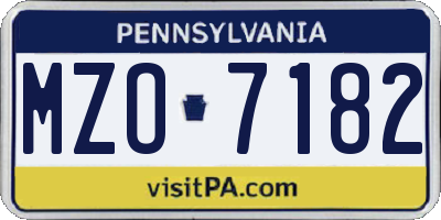 PA license plate MZO7182