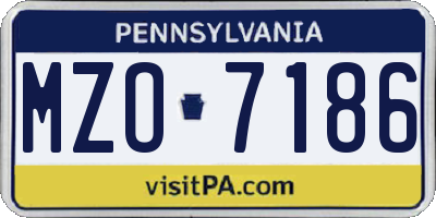 PA license plate MZO7186