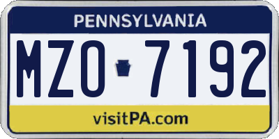 PA license plate MZO7192