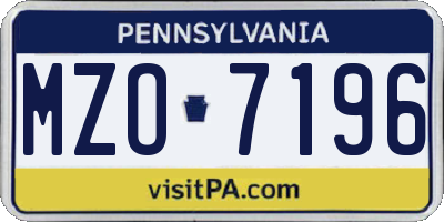 PA license plate MZO7196
