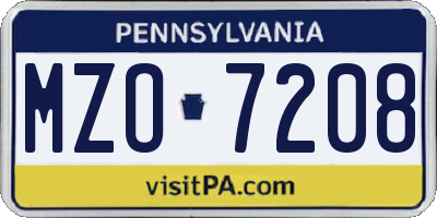 PA license plate MZO7208