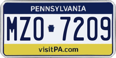 PA license plate MZO7209