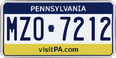 PA license plate MZO7212