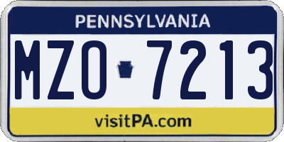 PA license plate MZO7213