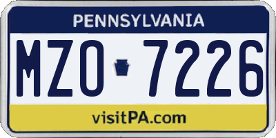 PA license plate MZO7226