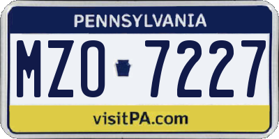 PA license plate MZO7227