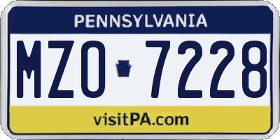 PA license plate MZO7228
