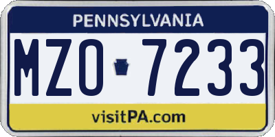 PA license plate MZO7233