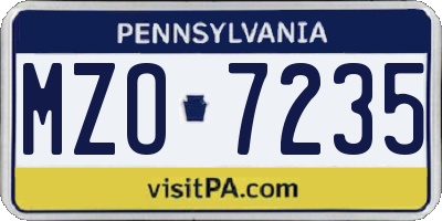 PA license plate MZO7235