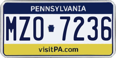 PA license plate MZO7236