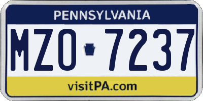 PA license plate MZO7237