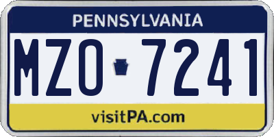 PA license plate MZO7241