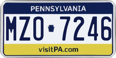 PA license plate MZO7246