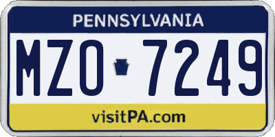 PA license plate MZO7249