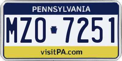 PA license plate MZO7251