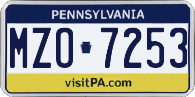 PA license plate MZO7253