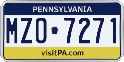 PA license plate MZO7271