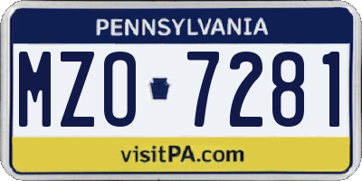 PA license plate MZO7281