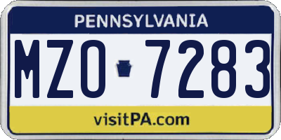 PA license plate MZO7283