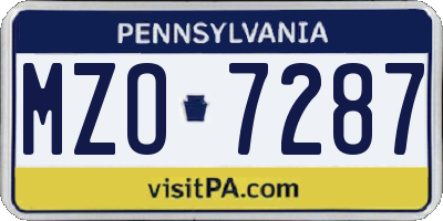 PA license plate MZO7287