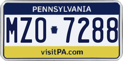 PA license plate MZO7288
