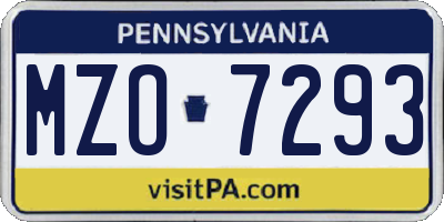 PA license plate MZO7293