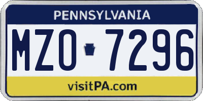 PA license plate MZO7296