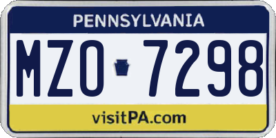 PA license plate MZO7298