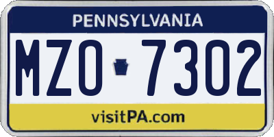 PA license plate MZO7302