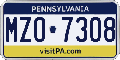 PA license plate MZO7308