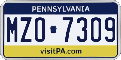 PA license plate MZO7309