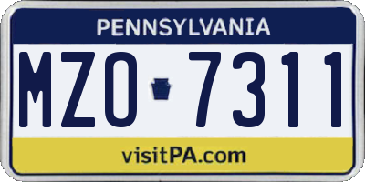 PA license plate MZO7311