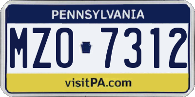 PA license plate MZO7312