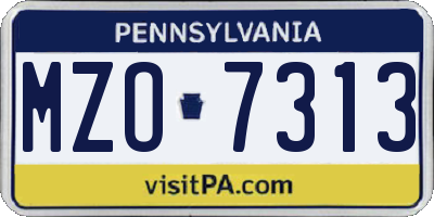 PA license plate MZO7313