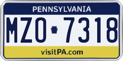 PA license plate MZO7318
