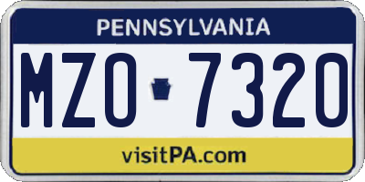 PA license plate MZO7320