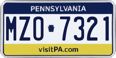 PA license plate MZO7321